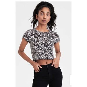 American Eagle Leopard Print Crop Top Size Large